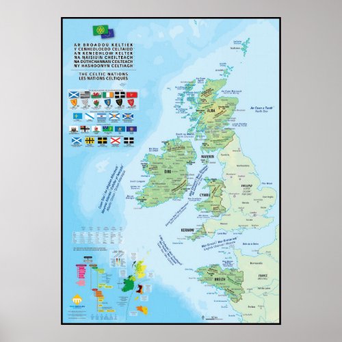 Les six nations celtiques carte multilingue poster