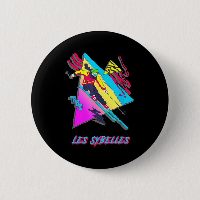 Les sybelles vibrant skiing artwork with geometric button (Front)