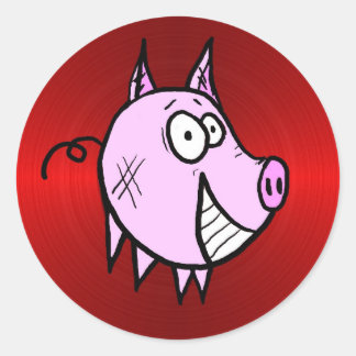 Les the Pig Big Red Sticker