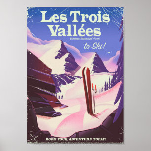 Les Trois Vallées Ski travel poster