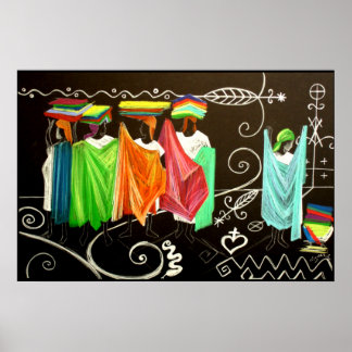 Les Vendeuses de Tissus Haitienne Poster