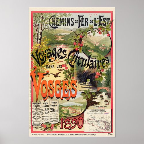 Les Vosges France Vintage Railroad Poster 1890