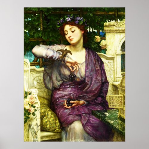 Lesbia and her sparrow by Sir Edward John Poynter Poster