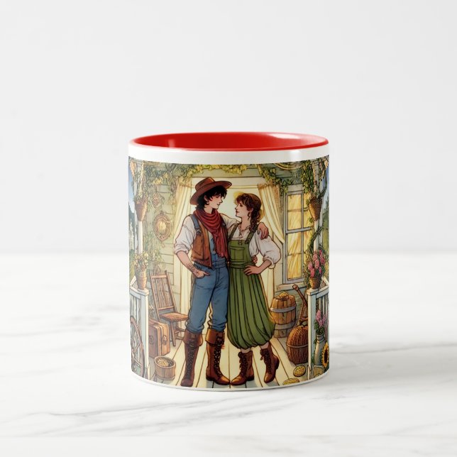 Lesbian 10 of Pentacles Two-Tone Coffee Mug (Center)
