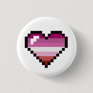Lesbian 8-Bit Retro Pride Heart Button