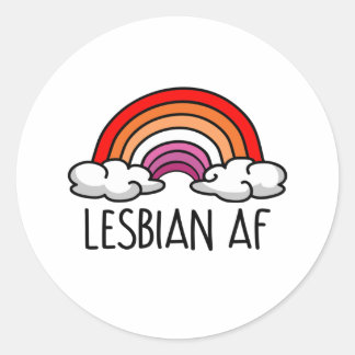 LESBIAN AF CLASSIC ROUND STICKER