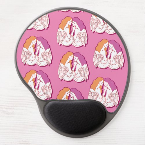 LESBIAN ANGELS CARTOON Lesbian flag colors Gel Mouse Pad