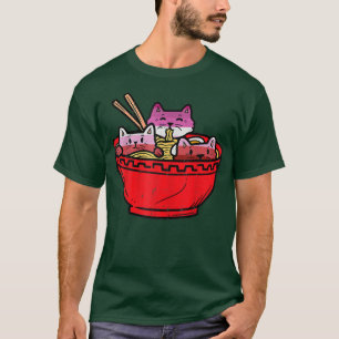 Lesbian Anime Cute Japanese Cats Ramen Noodles T-Shirt