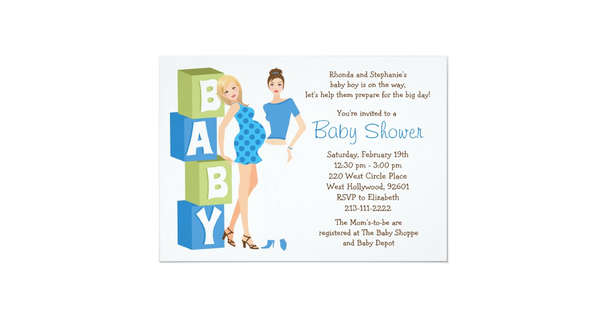 Lesbian Baby Shower Invitation for Boy | Zazzle