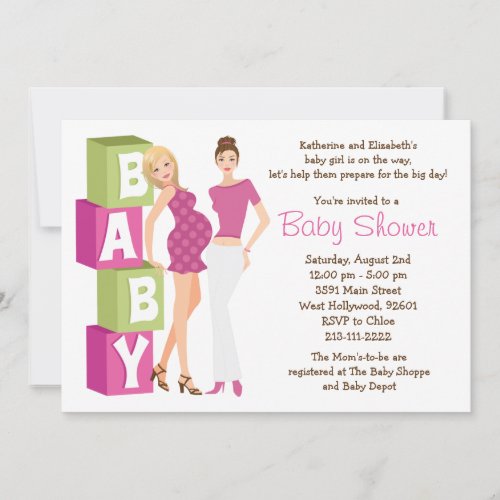 Lesbian Baby Shower Invitation for Girl