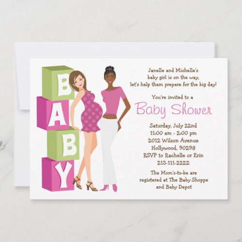 Lesbian Baby Shower Invitation for Girl
