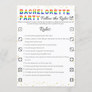 Lesbian Bachelorette Party Game, Follow the Rules Invitation