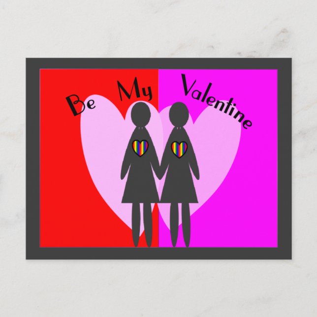 Lesbian "Be my Valentine"-Cards & Gifts Holiday Postcard (Front)