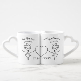 Lesbian Best Moms Ever Quote Cute Black and White Coffee Mug Set