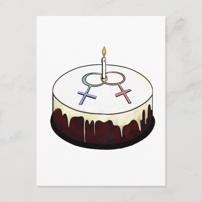Lesbian Birthday Cake Postcard (Front)