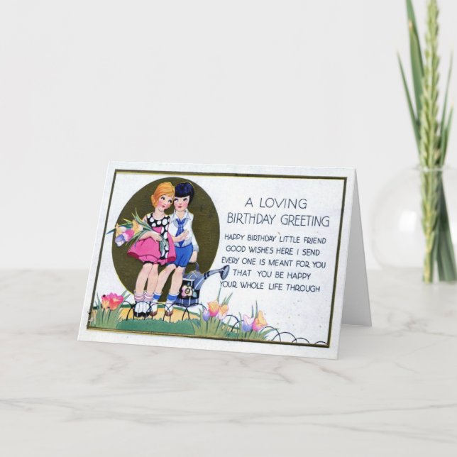 Lesbian Birthday Greeting 1915 Vintage Card (Front)