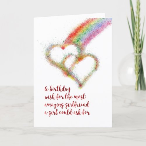 Lesbian Birthday Wish for Girlfriend Hearts Card