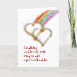 Lesbian Birthday Wish for Wife, Hearts, Rainbow Card<br><div class="desc">Wish your mate,  the most amazing wife a girl could ask for,  a happy birthday with this lgbt colorful greeting card that has a bright airbrush effect image of two interlocking hearts,  which have formed at the end of a rainbow.</div>