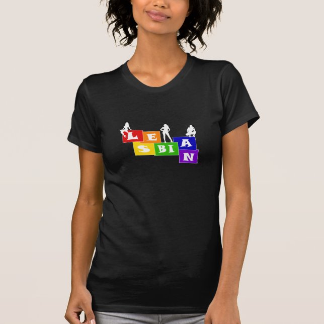 Lesbian Blocks (Dark) T-Shirt (Front)