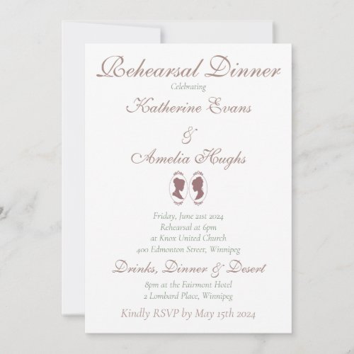 Lesbian Bridal Regency Pink Roses Invitation