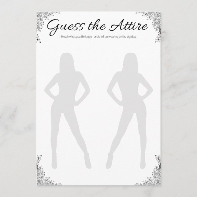 Lesbian Bridal Shower Game, Guess the Attire Invitation (Front)