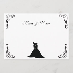 Lesbian Bride and Bride Black and White Wedding Invitation