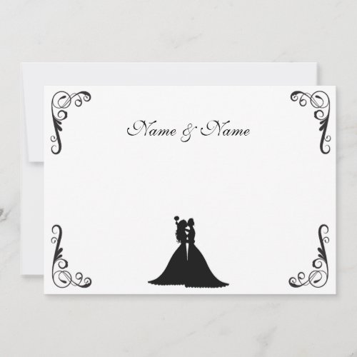 Lesbian Bride and Bride Black and White Wedding Custom Invites