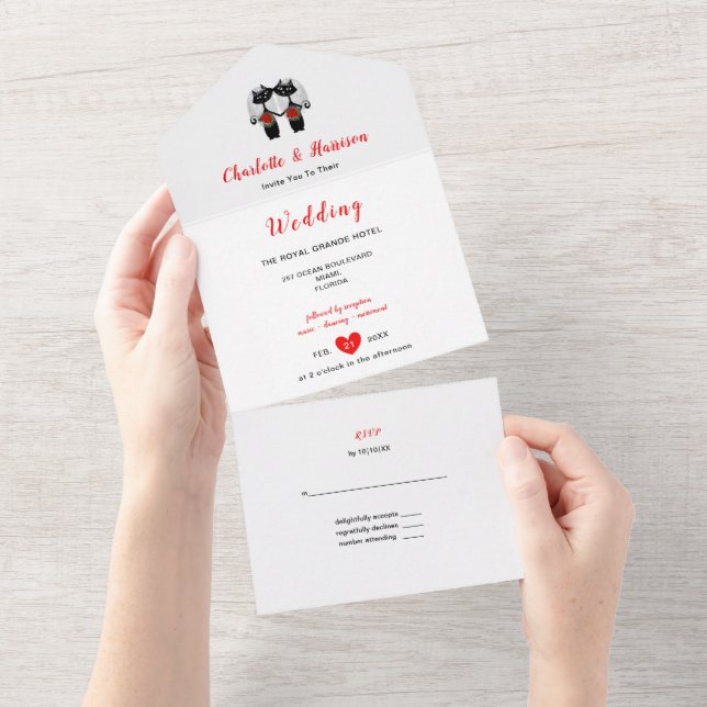 Lesbian Brides Cute Wedding All In One Invitation (Tearaway)