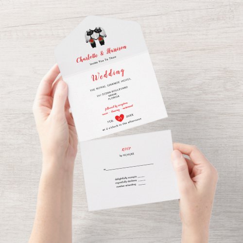 Lesbian Brides Cute Wedding All In One Invitation