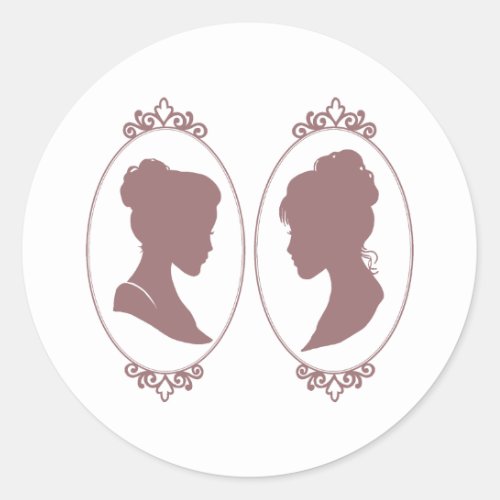 Lesbian Brides Regency Pink Roses  Classic Round Sticker