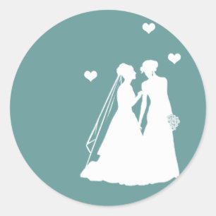Lesbian Brides Wedding Classic Round Sticker