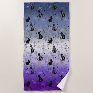 Lesbian Butch Pride Black Cat - Mystical Witchy Beach Towel