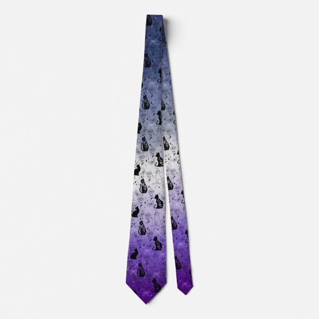 Lesbian Butch Pride Black Cat - Mystical Witchy Neck Tie (Front)