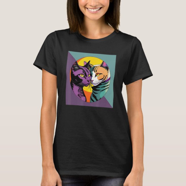 Lesbian Cat  LGBT Retro T-Shirt (Front)