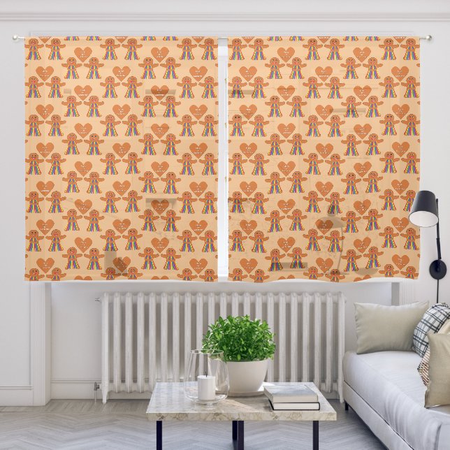 Lesbian Christmas Gingerbread Ladies Cou Patterned Sheer Curtains (Living Room)