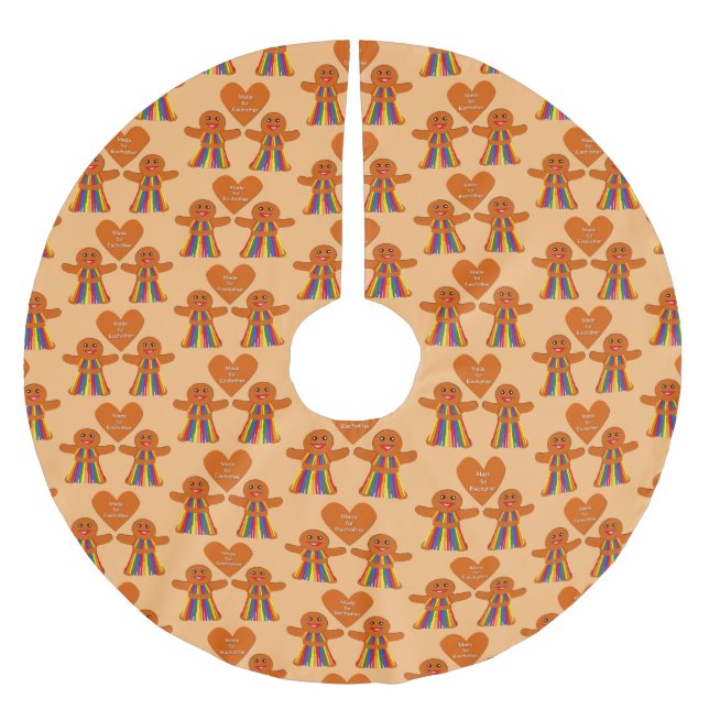 Lesbian Christmas Gingerbread Ladies Couple  Brushed Polyester Tree Skirt (Front)