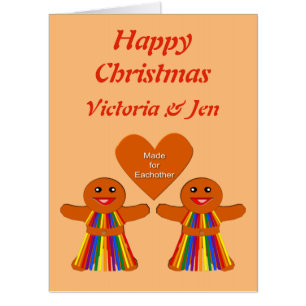 Lesbian Christmas Gingerbread Ladies Couple  Card