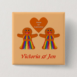 Lesbian Christmas Gingerbread Ladies Couple Custom Button