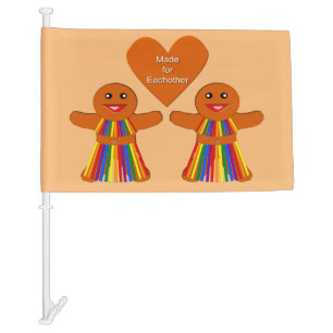 Lesbian Christmas Gingerbread Ladies Couple Custom Car Flag