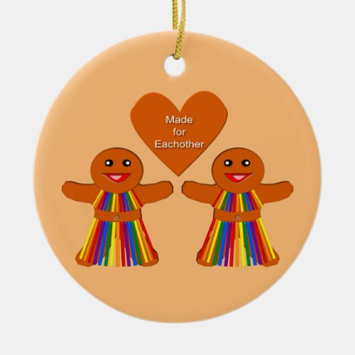 Lesbian Christmas Gingerbread Ladies Couple Custom Ceramic Ornament