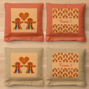 Lesbian Christmas Gingerbread Ladies Couple Custom Cornhole Bags