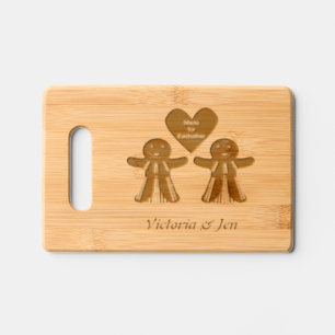 Lesbian Christmas Gingerbread Ladies Couple Custom Engraved Cutting Board