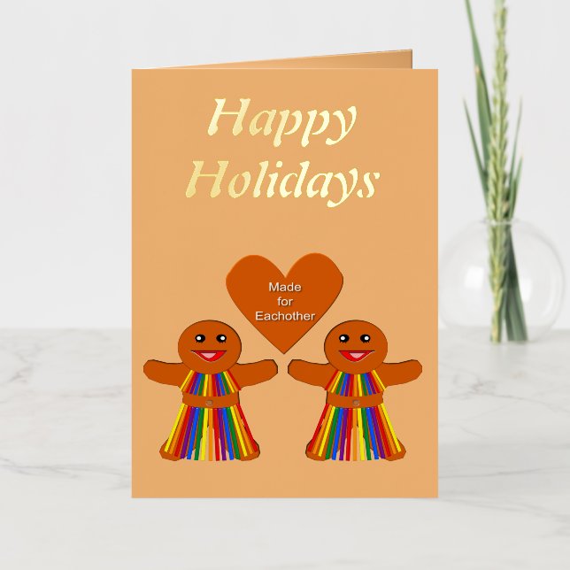 Lesbian Christmas Gingerbread Ladies Couple Custom Foil Greeting Card (Front)