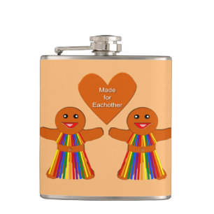 Lesbian Christmas Gingerbread Ladies Couple  Flask