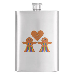 Lesbian Christmas Gingerbread Ladies Couple Flask