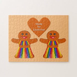 Lesbian Christmas Gingerbread Ladies Couple Jigsaw Puzzle
