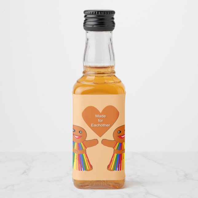 Lesbian Christmas Gingerbread Ladies Couple  Liquor Bottle Label (Front)
