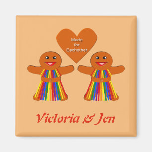 Lesbian Christmas Gingerbread Ladies Couple Magnet