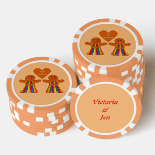 Lesbian Christmas Gingerbread Ladies Couple Poker Chips
