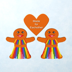 Lesbian Christmas Gingerbread Ladies Couple Shaped Wall Decal